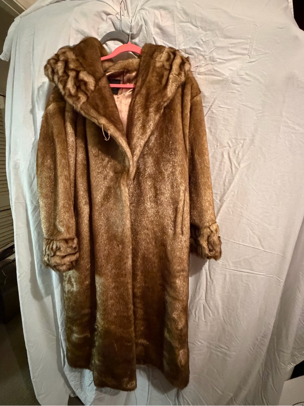 Luxurious Brown Faux Fur Hooded Coat - Women